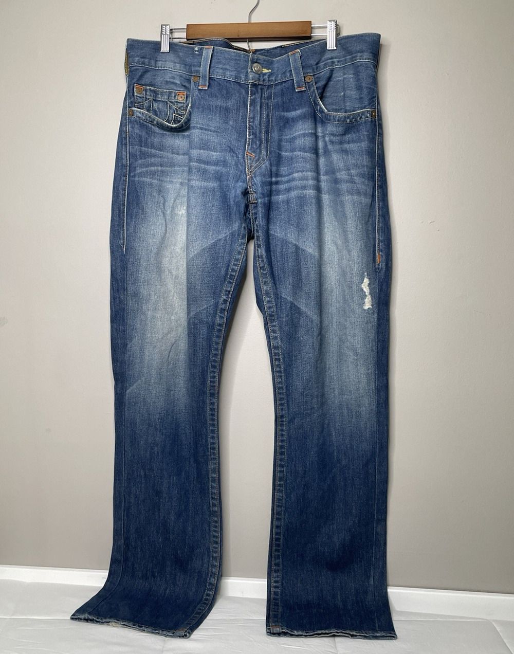 True Religion Bobby Men’s Jeans 38x34 Blue Denim Horseshoe Pocket USA